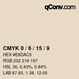 カラーコード: CMYK 0 / 6 / 15 / 9 | qconv.com