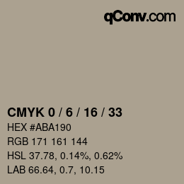 カラーコード: CMYK 0 / 6 / 16 / 33 | qconv.com