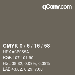 カラーコード: CMYK 0 / 6 / 16 / 58 | qconv.com
