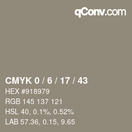 Farbcode: CMYK 0 / 6 / 17 / 43 | qconv.com
