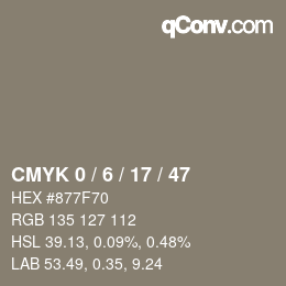 颜色代码: CMYK 0 / 6 / 17 / 47 | qconv.com