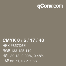 颜色代码: CMYK 0 / 6 / 17 / 48 | qconv.com