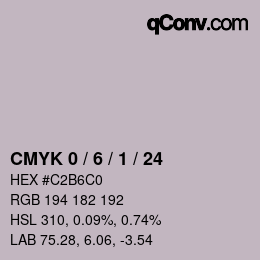 カラーコード: CMYK 0 / 6 / 1 / 24 | qconv.com