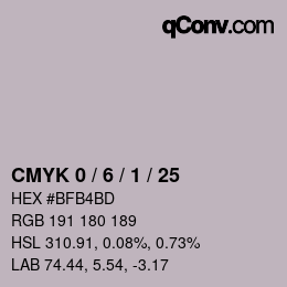 颜色代码: CMYK 0 / 6 / 1 / 25 | qconv.com