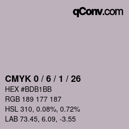 カラーコード: CMYK 0 / 6 / 1 / 26 | qconv.com