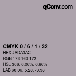 カラーコード: CMYK 0 / 6 / 1 / 32 | qconv.com