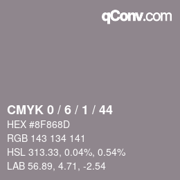 Color code: CMYK 0 / 6 / 1 / 44 | qconv.com