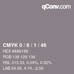 颜色代码: CMYK 0 / 6 / 1 / 46 | qconv.com