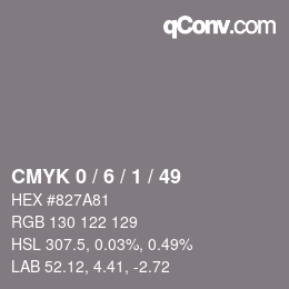 カラーコード: CMYK 0 / 6 / 1 / 49 | qconv.com
