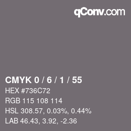 Color code: CMYK 0 / 6 / 1 / 55 | qconv.com