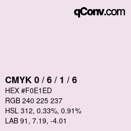 カラーコード: CMYK 0 / 6 / 1 / 6 | qconv.com