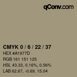 Farbcode: CMYK 0 / 6 / 22 / 37 | qconv.com