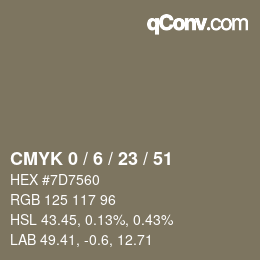 Color code: CMYK 0 / 6 / 23 / 51 | qconv.com