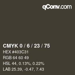 Color code: CMYK 0 / 6 / 23 / 75 | qconv.com