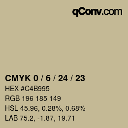 カラーコード: CMYK 0 / 6 / 24 / 23 | qconv.com