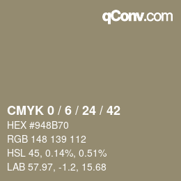 颜色代码: CMYK 0 / 6 / 24 / 42 | qconv.com