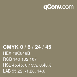 カラーコード: CMYK 0 / 6 / 24 / 45 | qconv.com