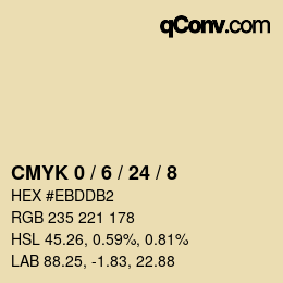 カラーコード: CMYK 0 / 6 / 24 / 8 | qconv.com