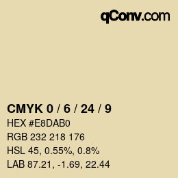 カラーコード: CMYK 0 / 6 / 24 / 9 | qconv.com