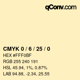颜色代码: CMYK 0 / 6 / 25 / 0 | qconv.com