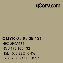 カラーコード: CMYK 0 / 6 / 25 / 31 | qconv.com