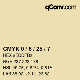 カラーコード: CMYK 0 / 6 / 25 / 7 | qconv.com