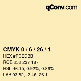 Color code: CMYK 0 / 6 / 26 / 1 | qconv.com