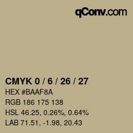 カラーコード: CMYK 0 / 6 / 26 / 27 | qconv.com