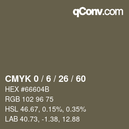 Farbcode: CMYK 0 / 6 / 26 / 60 | qconv.com