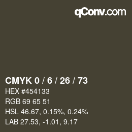カラーコード: CMYK 0 / 6 / 26 / 73 | qconv.com
