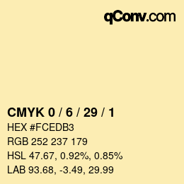 Color code: CMYK 0 / 6 / 29 / 1 | qconv.com