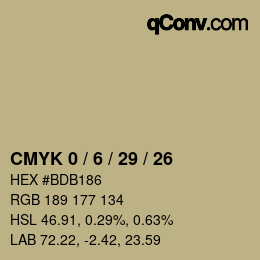 カラーコード: CMYK 0 / 6 / 29 / 26 | qconv.com