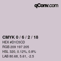 カラーコード: CMYK 0 / 6 / 2 / 18 | qconv.com