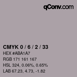 カラーコード: CMYK 0 / 6 / 2 / 33 | qconv.com