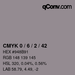 颜色代码: CMYK 0 / 6 / 2 / 42 | qconv.com
