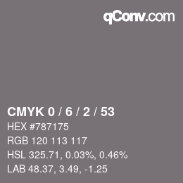 Color code: CMYK 0 / 6 / 2 / 53 | qconv.com