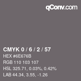 Color code: CMYK 0 / 6 / 2 / 57 | qconv.com