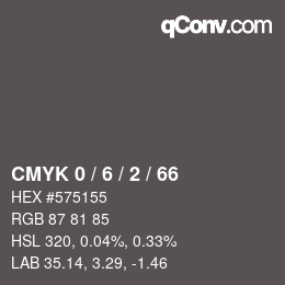 Color code: CMYK 0 / 6 / 2 / 66 | qconv.com