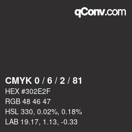 Color code: CMYK 0 / 6 / 2 / 81 | qconv.com