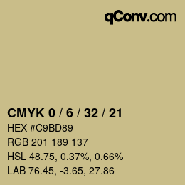 Farbcode: CMYK 0 / 6 / 32 / 21 | qconv.com