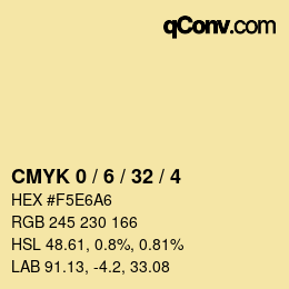 カラーコード: CMYK 0 / 6 / 32 / 4 | qconv.com