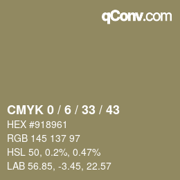 Código de color: CMYK 0 / 6 / 33 / 43 | qconv.com