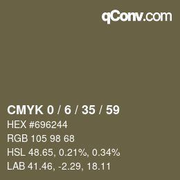 Farbcode: CMYK 0 / 6 / 35 / 59 | qconv.com