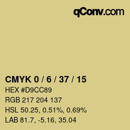 カラーコード: CMYK 0 / 6 / 37 / 15 | qconv.com