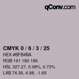 カラーコード: CMYK 0 / 6 / 3 / 25 | qconv.com