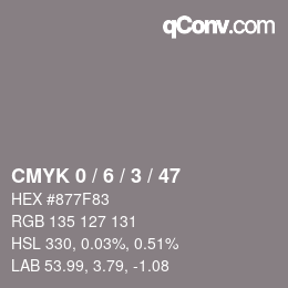 颜色代码: CMYK 0 / 6 / 3 / 47 | qconv.com