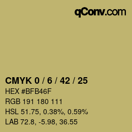カラーコード: CMYK 0 / 6 / 42 / 25 | qconv.com