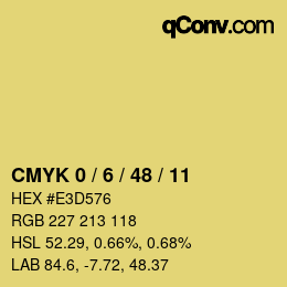 颜色代码: CMYK 0 / 6 / 48 / 11 | qconv.com