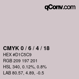 カラーコード: CMYK 0 / 6 / 4 / 18 | qconv.com