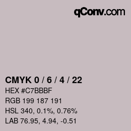 カラーコード: CMYK 0 / 6 / 4 / 22 | qconv.com